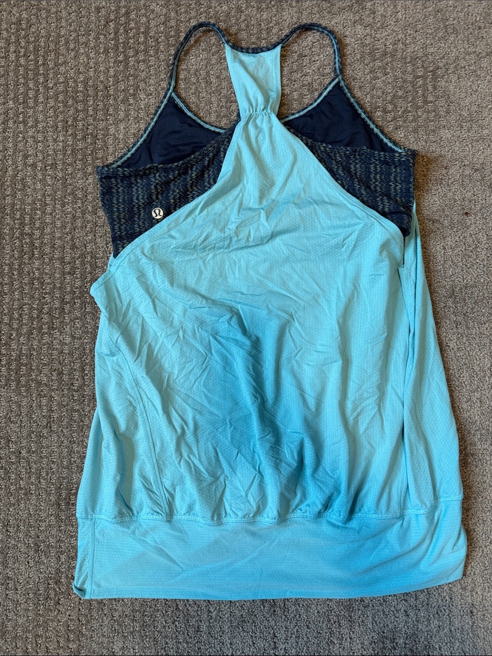 lululemon athletica Aqua Blue Racerback Tank with Contrast Insert